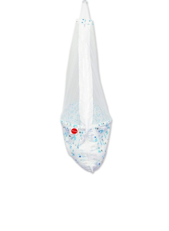 VParents Newborn Baby Sleep Swing Cradle Jhula Palna Tottilu with Attached Bed and Mosquito net Galaxy (Blue)110680 - Image 4